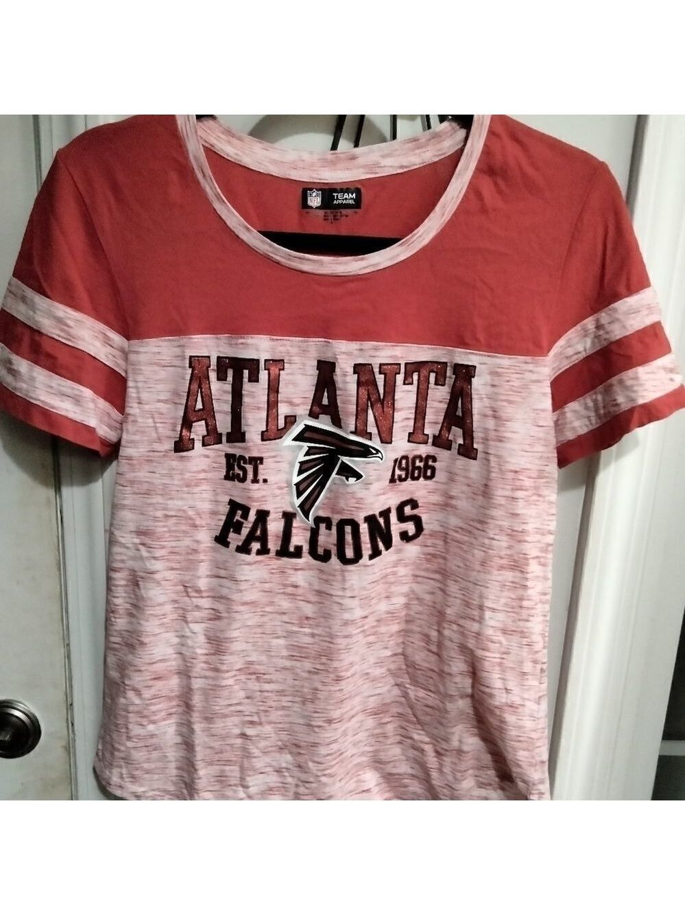 NFL Women Red & Black Atlanta Falcons With Crew Neck T Shirt